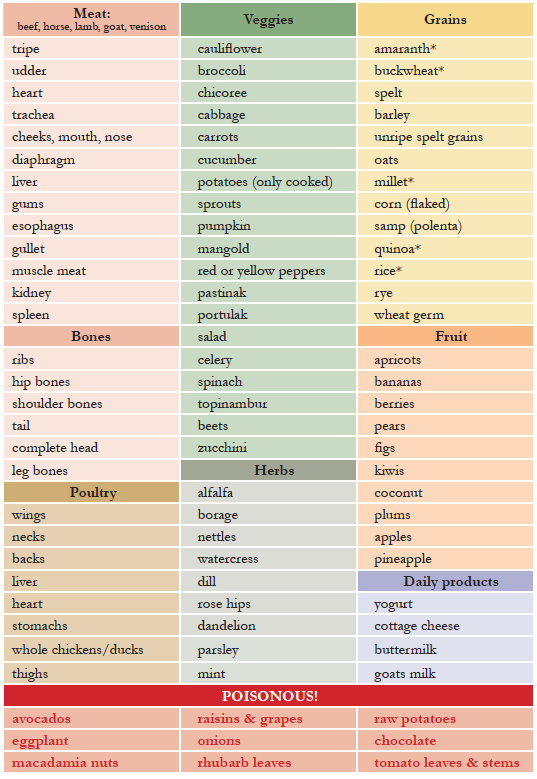 Food Energetics Chart For Dogs